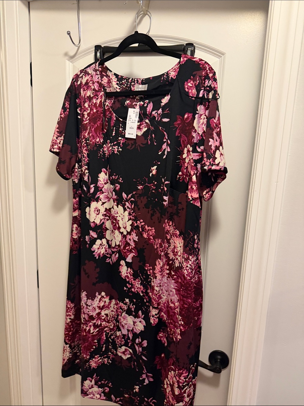 Avenue Black Dress with Pink Floral Print